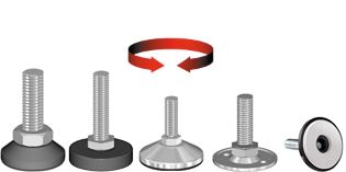 Adjusters, rotatable threaded steel bolt