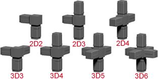 Plug-in connectors 13x13 mm square