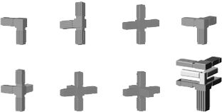 Plug-in connectors 20x20 mm square