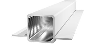 Square aluminium profile with 2 wings