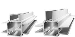 Square aluminium profile with 3 double wings