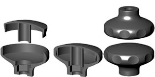 Star knobs unassembled