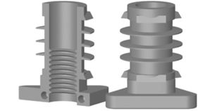 Threaded inserts for triangular tube