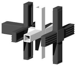 Steckverbinder für Quadratrohr Typ 3D5 3D5V25KS