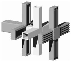 Steckverbinder für Quadratrohr Typ 3D5 3D5V25KS RAL7035