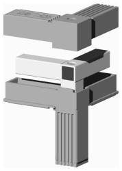 Steckverbinder für Quadratrohr Typ 3D3 3D3V25KS/M8 RAL7035