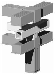 Steckverbinder für Quadratrohr Typ 3D4 3D4V25KS RAL7035