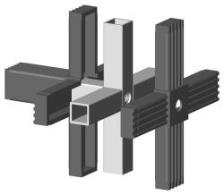 Steckverbinder für Quadratrohr Typ 3D5 3D5V25KS/M8