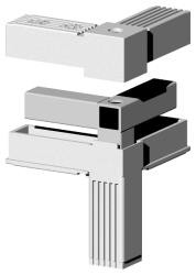 Steckverbinder für Quadratrohr Typ 3D3 3D3V25KS/M8 RAL9006