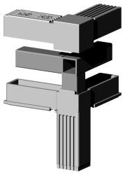 Steckverbinder für Quadratrohr Typ 3D3 3D3V25KS RAL7035