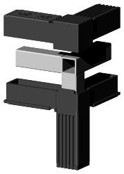 Steckverbinder für Quadratrohr Typ 3D3 3D3V25KS